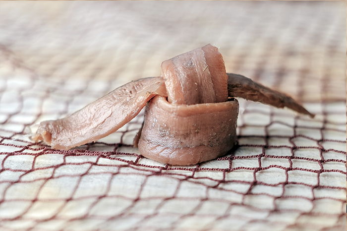 Salanort Getaria anchovies. Bay of Biscay anchovy fillets salted and in olive oil, Prepared the traditional way.